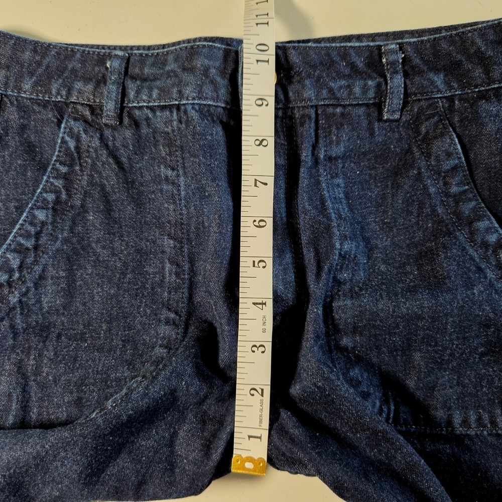 Tory Burch Women Dark Indigo High Rise Wide Leg Denim Jeans Gold Logo Button 29 - Picture 7 of 13